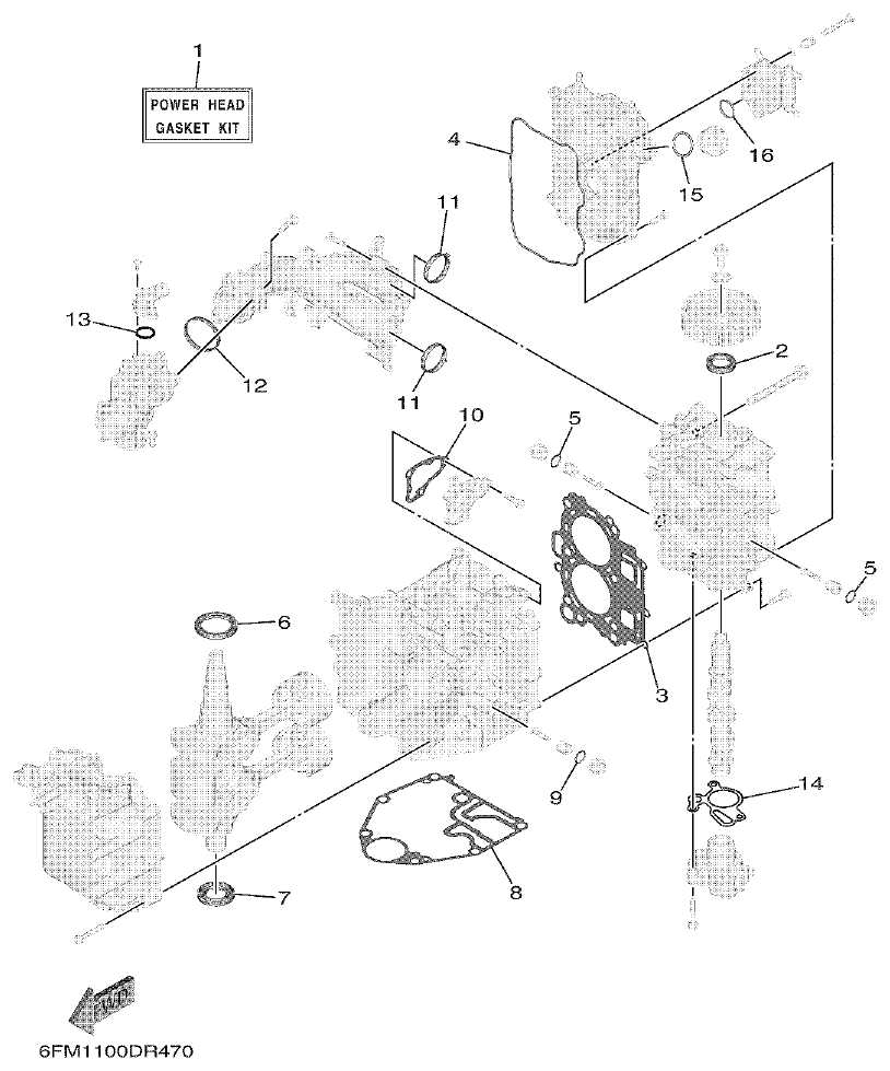 Yamaha F25G REPAIR KIT 1 parts diagram